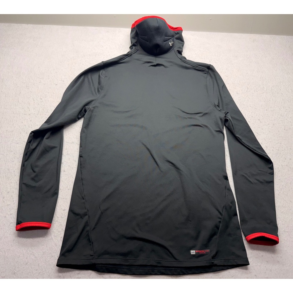 Under Armour ColdGear Sportsmask Mock Fitted Long Sleeve Top Black Mens Medium